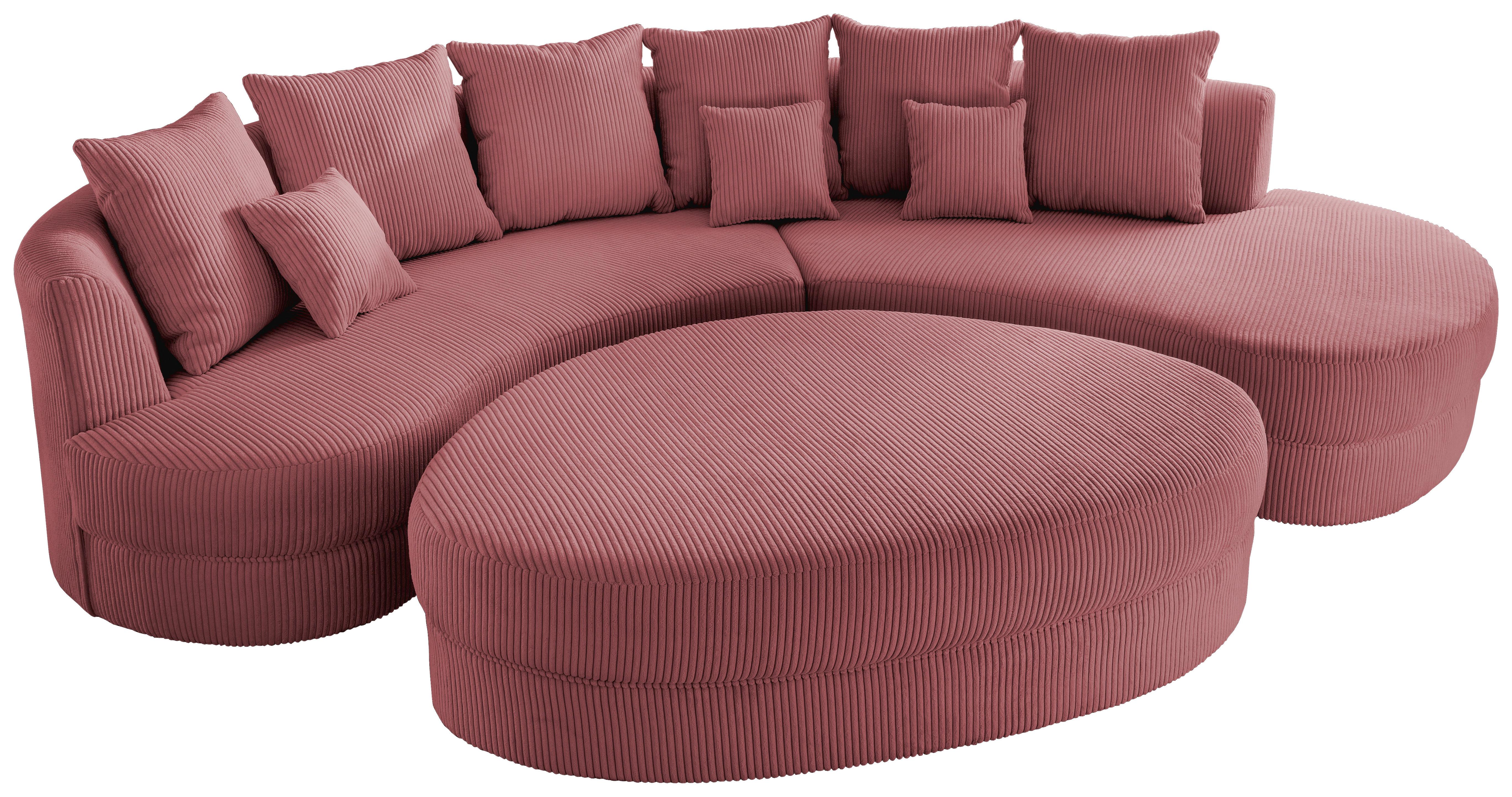 Wohnlandschaft Limoncello Koralle S: 300x160 cm - Koralle/Schwarz, Design, Textil (300/160cm) - Livetastic