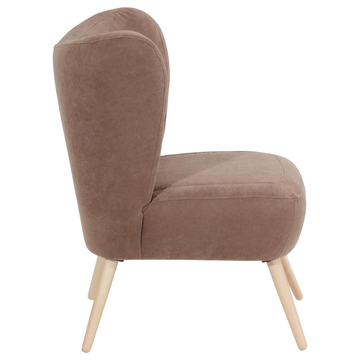 Polstersessel Sari Velours Hellbraun - Hellbraun/Naturfarben, Design, Textil (70/86/69cm) - Max Winzer