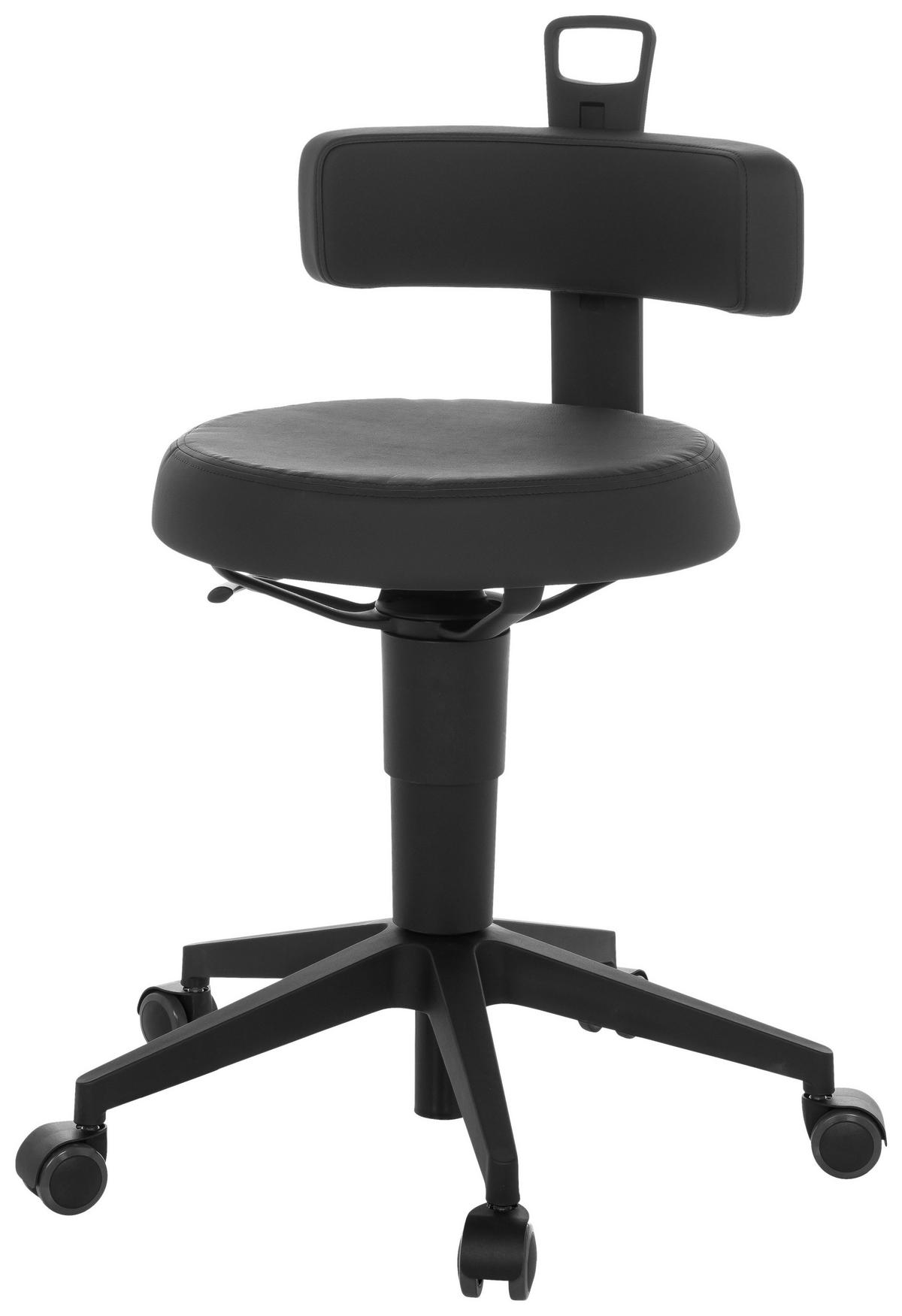 Bürohocker Top Work Flex Pu - Schwarz, Basics, Leder/Kunststoff (40/74-86/46cm) - MID.YOU