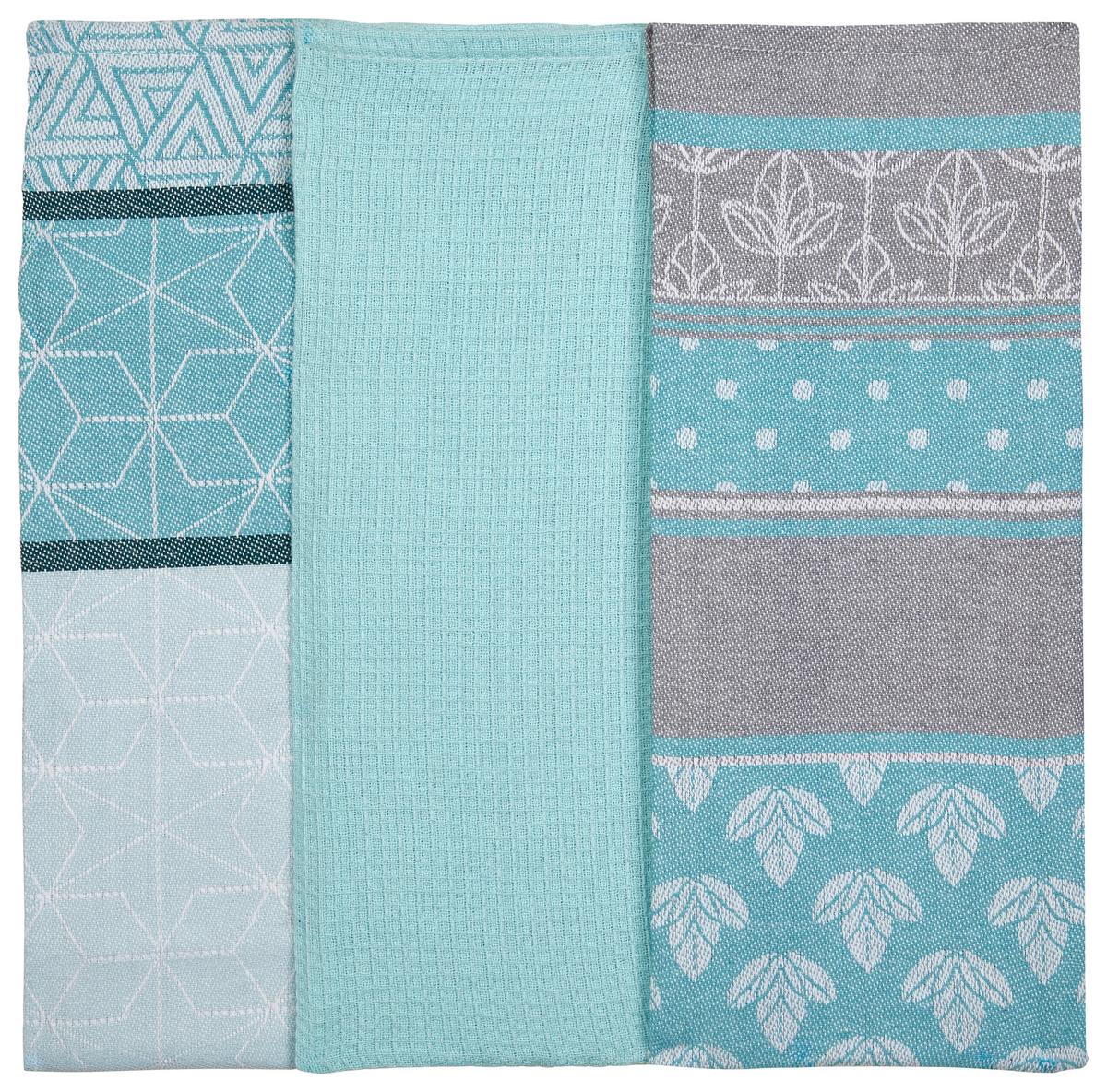 Geschirrtuch Emilia - 3er Pack - Türkis, MODERN, Textil (40/60cm) - Luca Bessoni