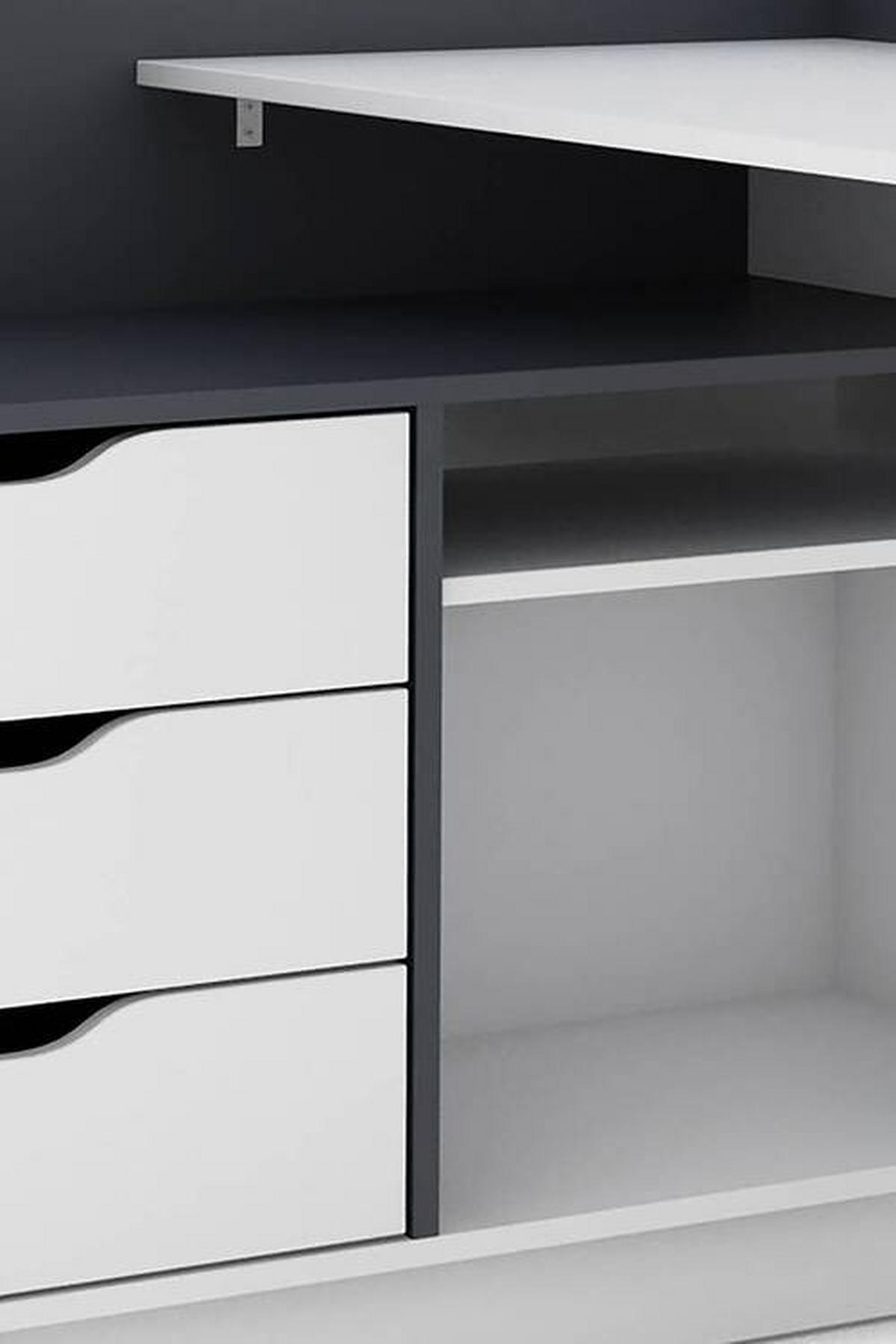 Eckschreibtisch mit Stauraum 105 cm Belfast Schwarz/Weiß - Schwarz/Weiß, LIFESTYLE, Holzwerkstoff (129/105/84cm) - MID.YOU