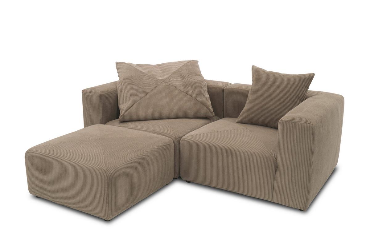 Ecksofa Schlammfarben B: 216 Cm - Schlammfarben/Schwarz, Design, Textil (216/69/193cm) - MID.YOU
