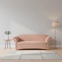 3-Sitzer Loretta,rot gestreift Blumenmuster, ca. 204x83x85 cm - Hellbraun/Bordeaux, Basics, Holz/Textil (204/83/85cm)