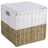 Košík LENA - biela/prírodná farba, Konventionell, kov/prírodné materiály (30/30/30cm) - Mömax