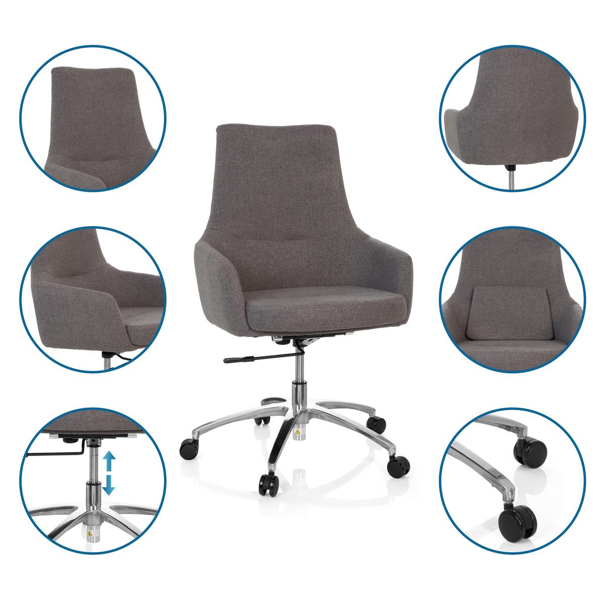 Bürostuhl Shake 100 Dunkelgrau Bis 110 Kg - Dunkelgrau/Silberfarben, Basics, Kunststoff/Textil (65/97/60cm) - MID.YOU