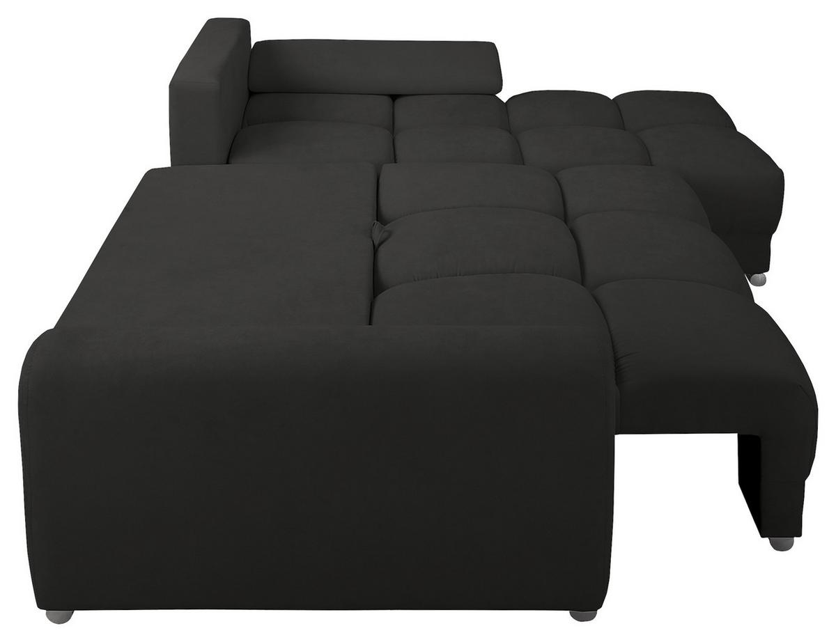 Ecksofa Azzuro Dunkelgrau S: 256x175cm - Dunkelgrau/Silberfarben, Design, Textil (256/175cm) - Livetastic