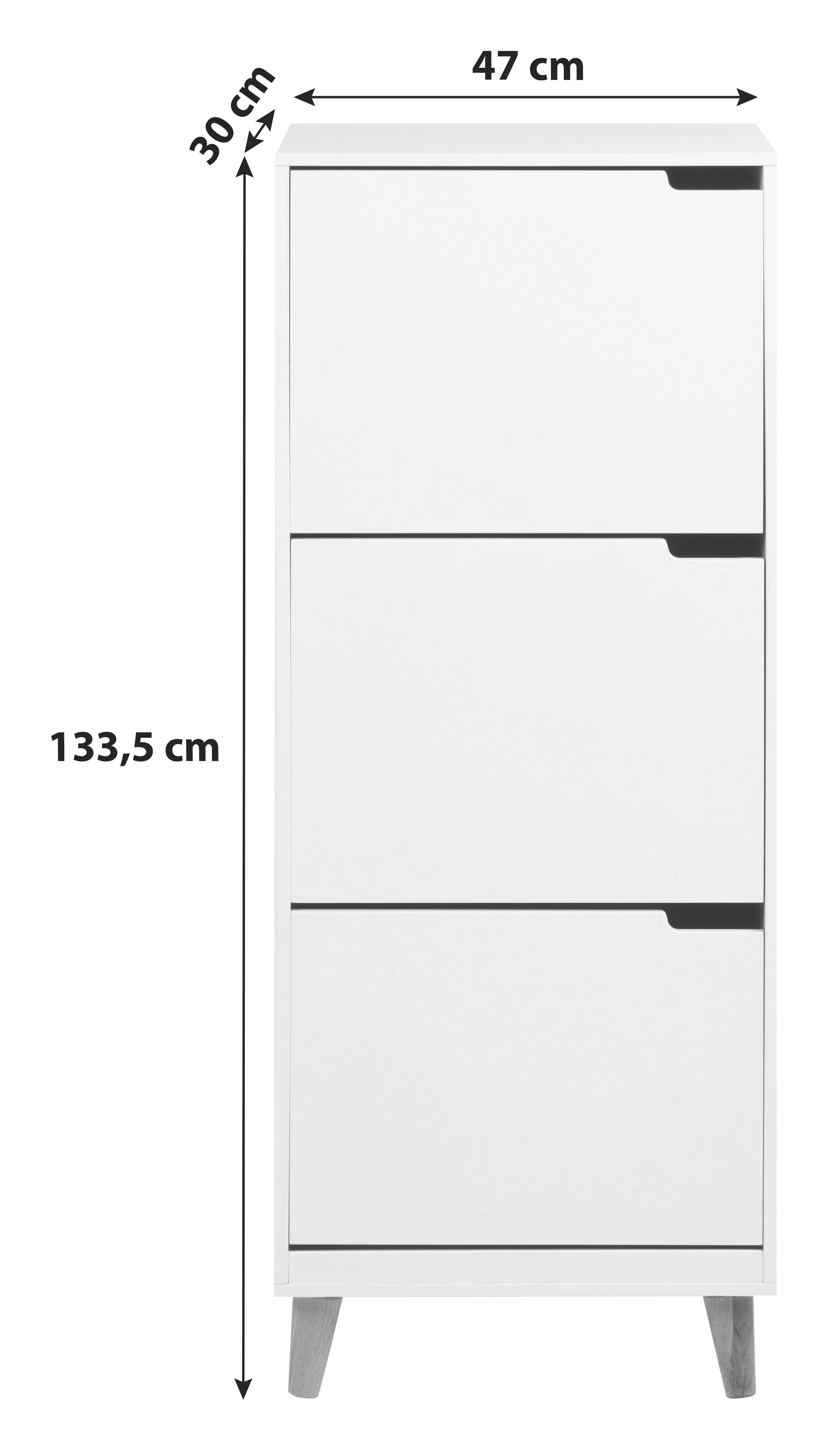 3 Türen • Oberfläche weiß lackiert • B/H/T: ca. 47/133,5/30cm