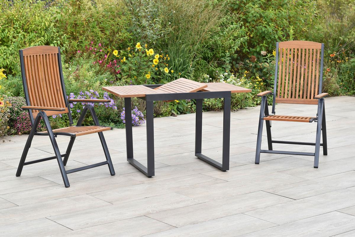 Gartenset Athos - Graphitfarben/Naturfarben, MODERN, Holz/Metall - Gardenson