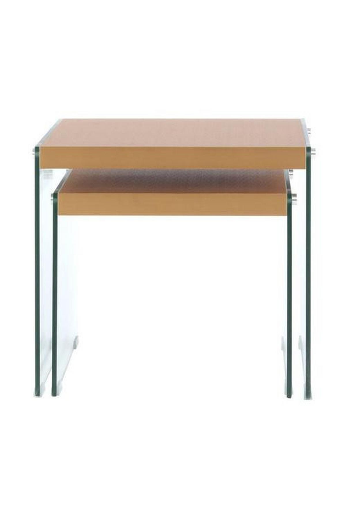 Beistelltisch 2er-set, Elementary Goldfarben - Klar/Goldfarben, Basics, Glas/Holzwerkstoff - Kayoom