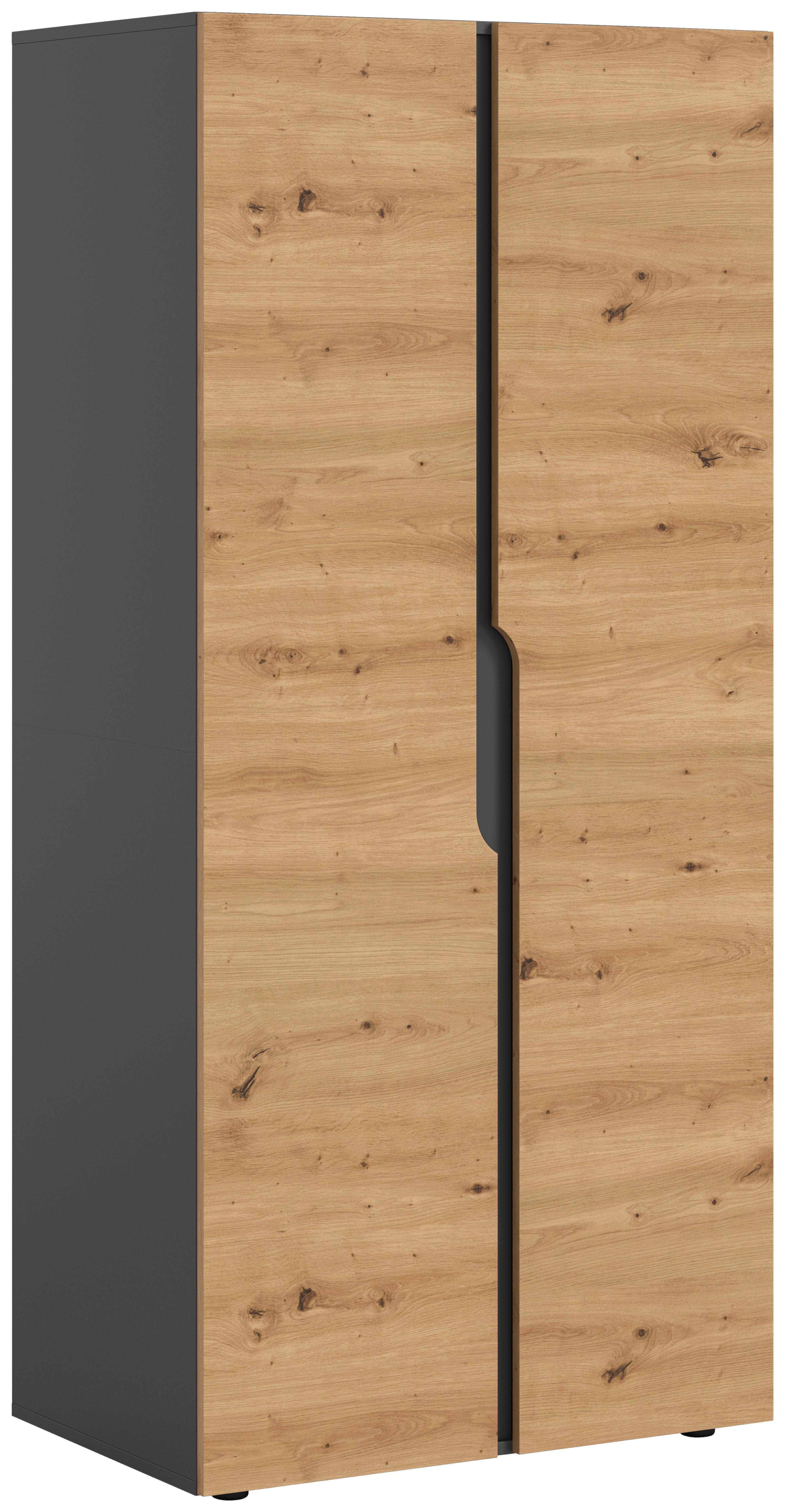 Drehtürenschrank Anga Anthr. /Eiche Artisan Dekor B: 80cm - Anthrazit/Eiche Artisan, MODERN, Holzwerkstoff (80/180/51cm) - MID.YOU