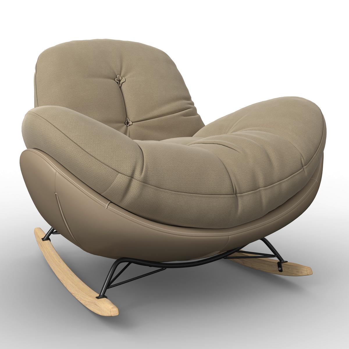 Houpací křeslo ELEA, béžová, max. 140 kg - černá/přírodní barvy, Moderní, kov/dřevo (103/79/109cm) - Bessagi Home