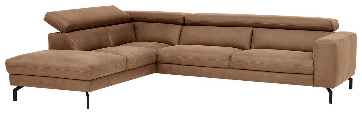 Ecksofa California - Schwarz/Braun, MODERN, Textil (233/305cm) - Trendmanufaktur