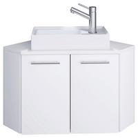 Hängendes Waschbecken Mit Unterschrank B: 50 Cm Weiß - Weiß, MODERN, Keramik/Holzwerkstoff (50cm) - MID.YOU