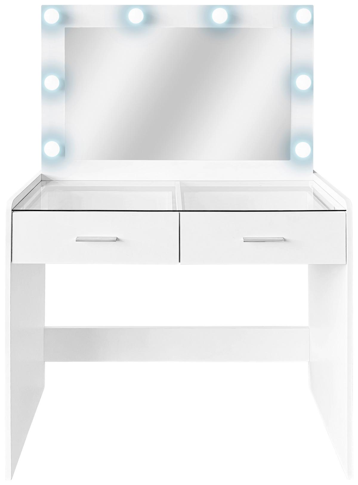 Schminktisch Mila Weiß B: 95 cm - Weiß, Trend, Glas/Holzwerkstoff (95/140/44cm)