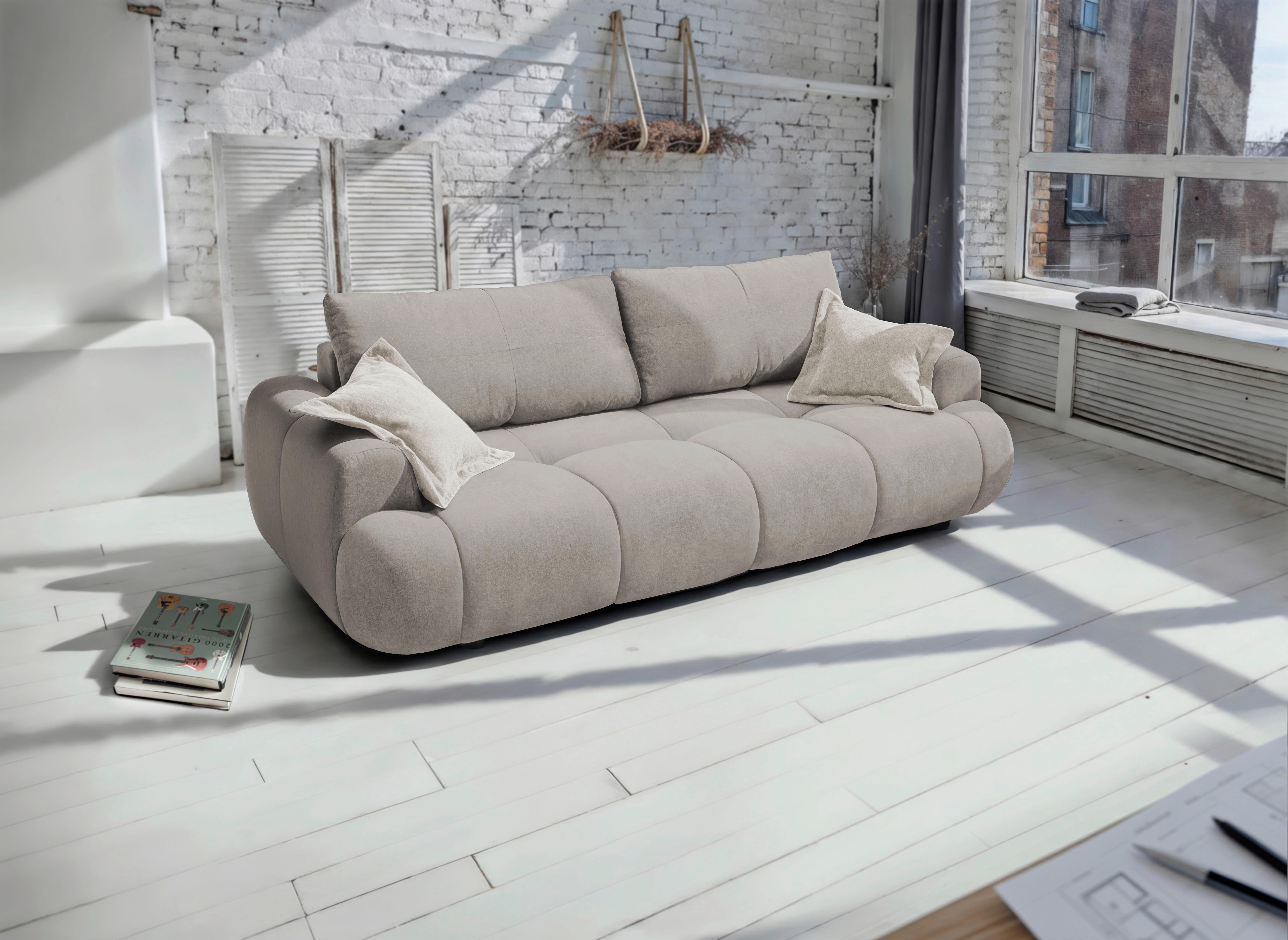 Schlafsofa Alessano Beige, B: 254cm - Champagner/Beige, MODERN, Holzwerkstoff/Kunststoff (254/69-93/116cm) - MID.YOU