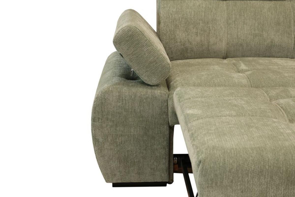 Rohová sedačka VEGAS, pravá, šalviovozelená ženilka - čierna/šalviovozelená, Design, drevo/textil (294/173cm)