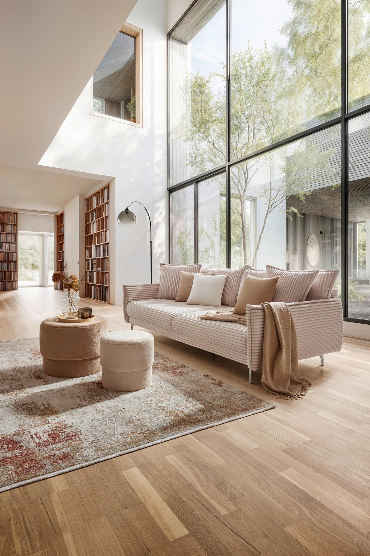 Velká pohovka bíla - bílá/barvy chromu, Moderní, kov/kompozitní dřevo (241/90/117cm) - Mömax