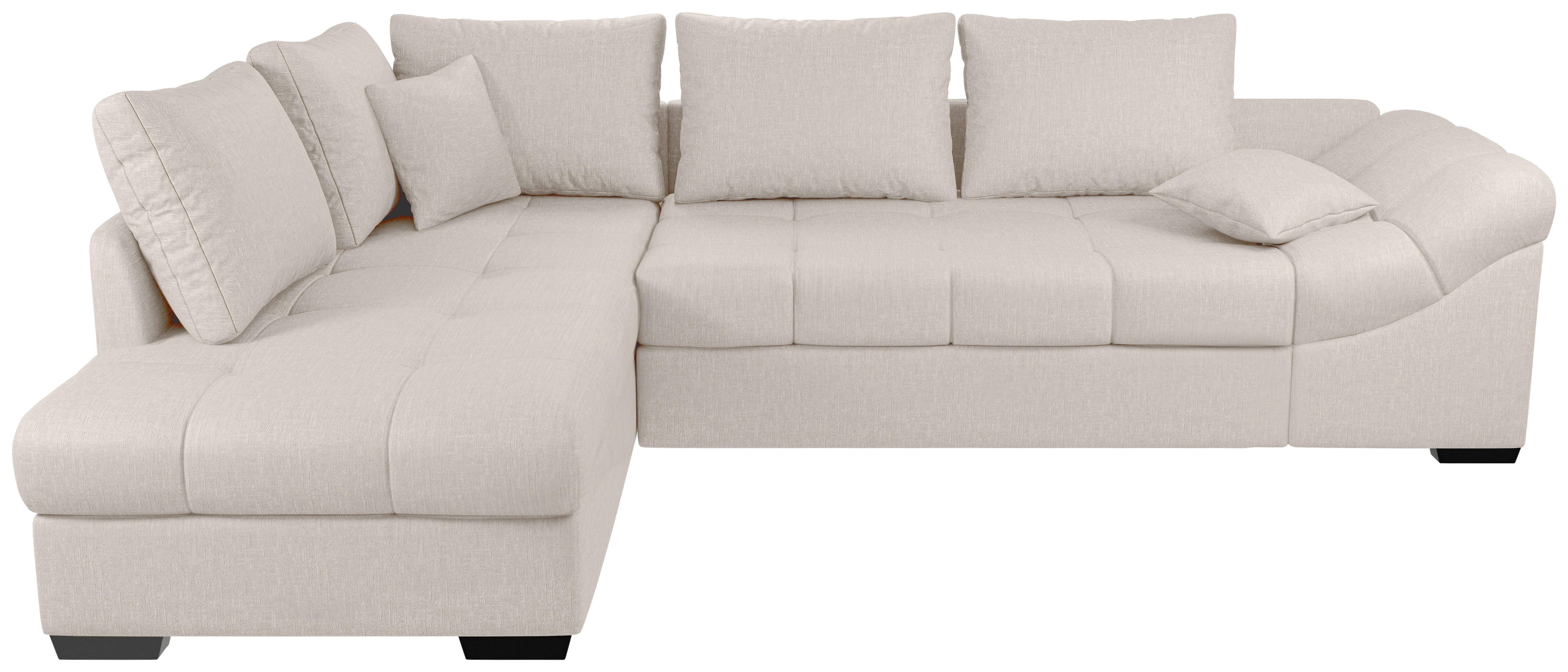 Eckschlafsofa Alvito Weiß S: 202x298 Cm - Schwarz/Weiß, MODERN, Textil (202/298cm) - MID.YOU