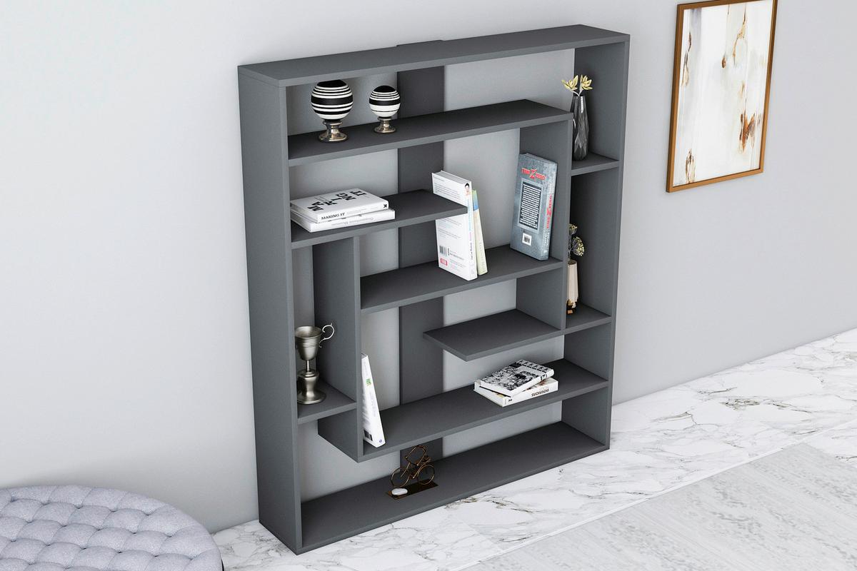 Regal Poseidon Standregal - Anthrazit, Design, Holzwerkstoff (114/132/22cm) - Livetastic