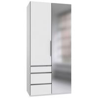 Drehtürenschrank Level 36 A Weiß Dekor/Spiegel, B: 100cm - Weiß, KONVENTIONELL, Glas/Holzwerkstoff (100/216/58cm) - MID.YOU