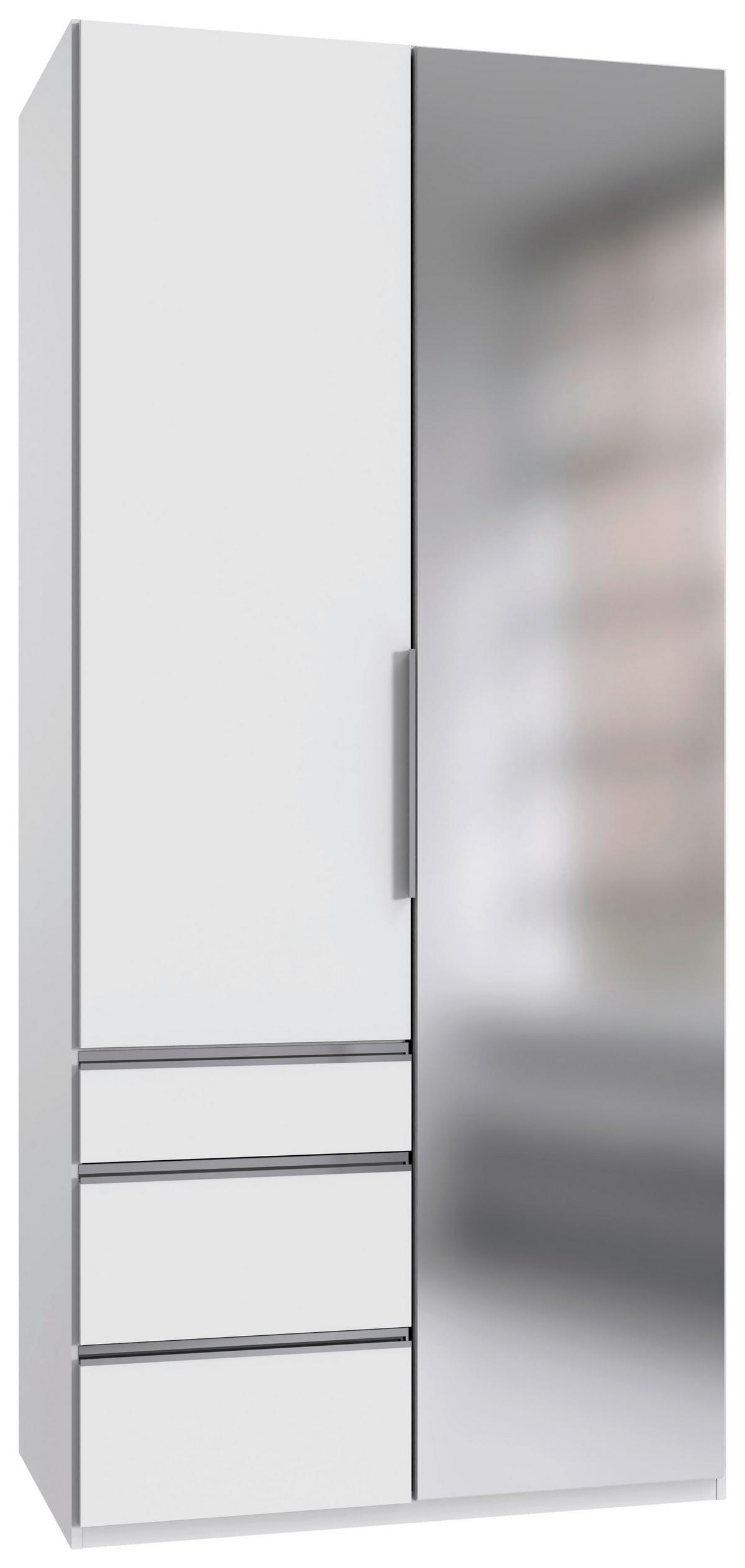 Drehtürenschrank Level 36 A Weiß Dekor/Spiegel, B: 100cm - Weiß, KONVENTIONELL, Glas/Holzwerkstoff (100/216/58cm) - MID.YOU