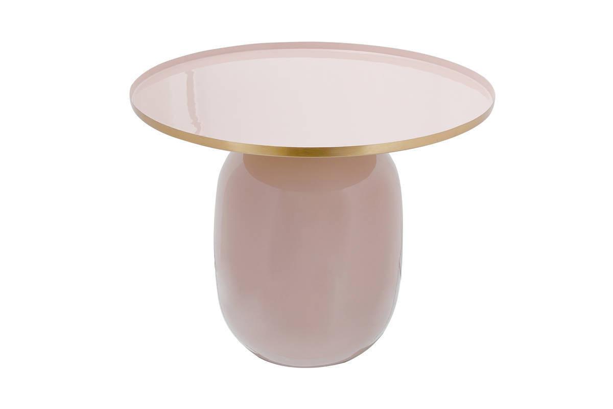 PRÍRUČNÝ STOLÍK ART DECO - zlatá/staroružová, Trend, kov (51/41/51cm)