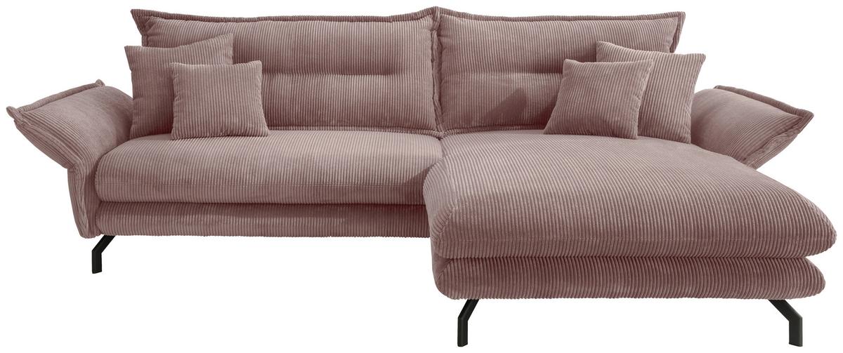 Ecksofa Lava Rosa S: 255/180 cm - Schwarz/Rosa, MODERN, Textil (255/180cm) - Livetastic