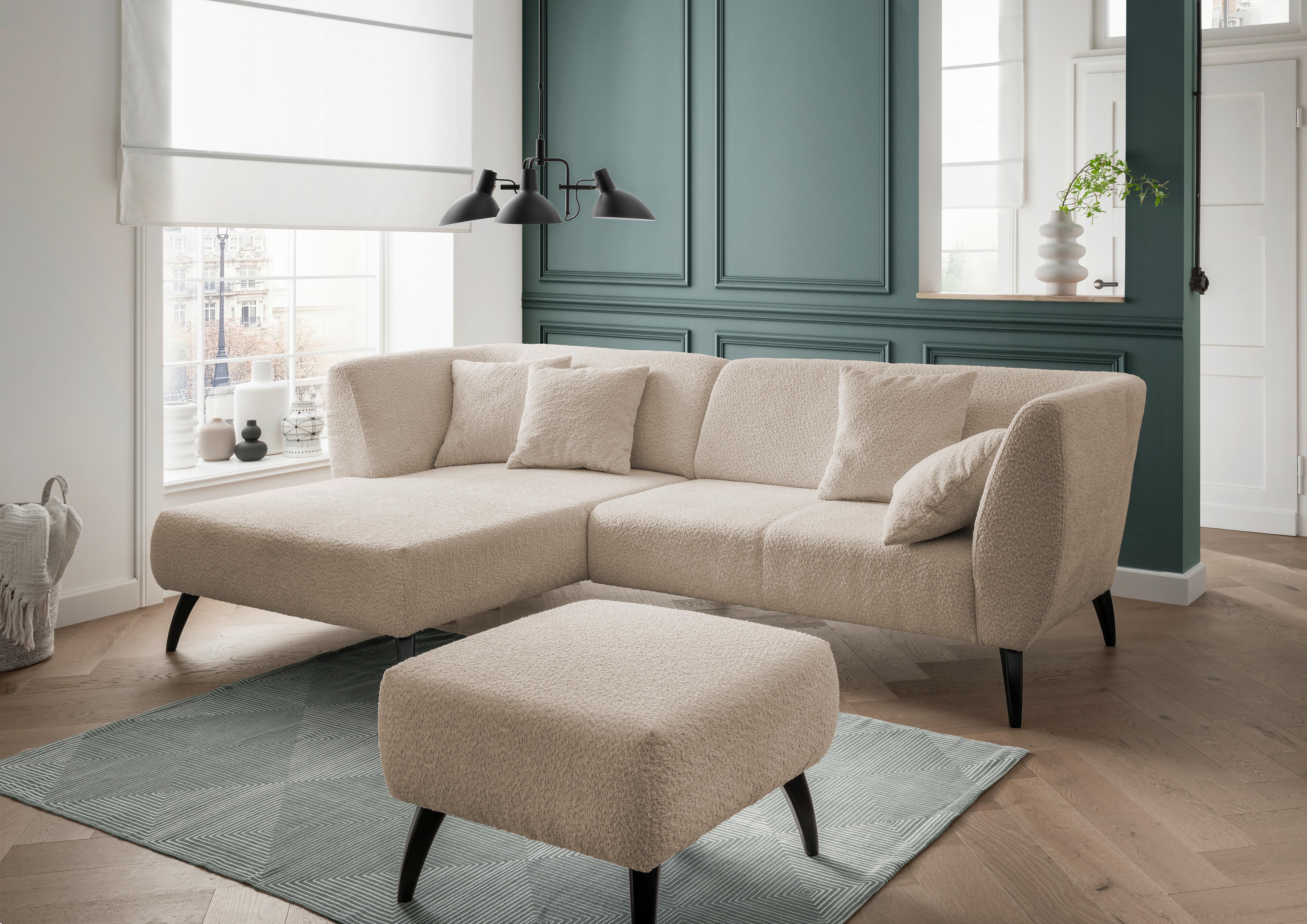 Ecksofa Colori Beige S: 160/264 cm - Beige/Schwarz, MODERN, Holz/Textil (160/264cm) - MID.YOU