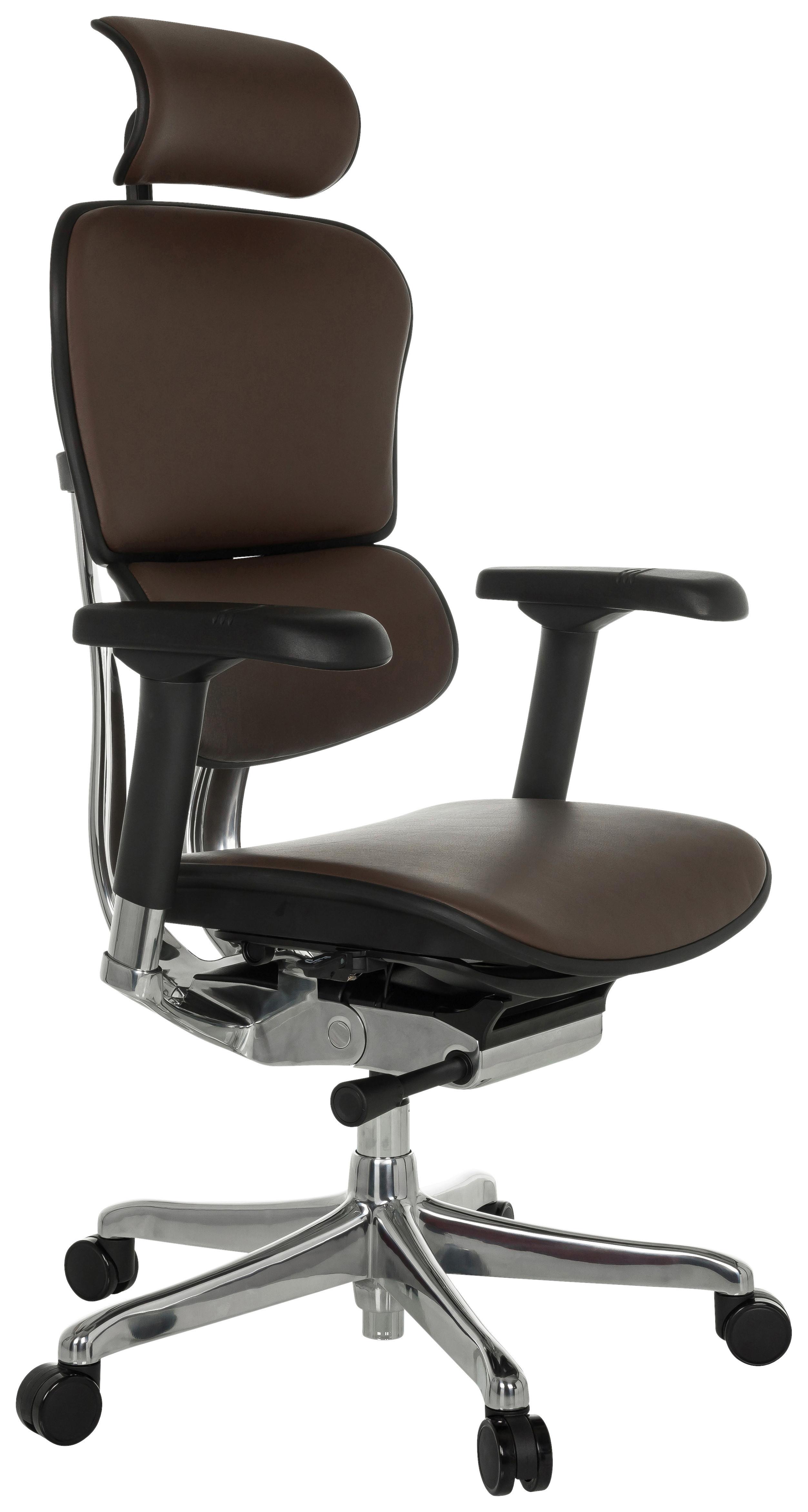 Drehstuhl Ergohuman Gen2 Dunkelbraun B: 78 Cm - Dunkelbraun/Silberfarben, MODERN, Leder/Kunststoff (78/117 - 136/64cm) - MID.YOU