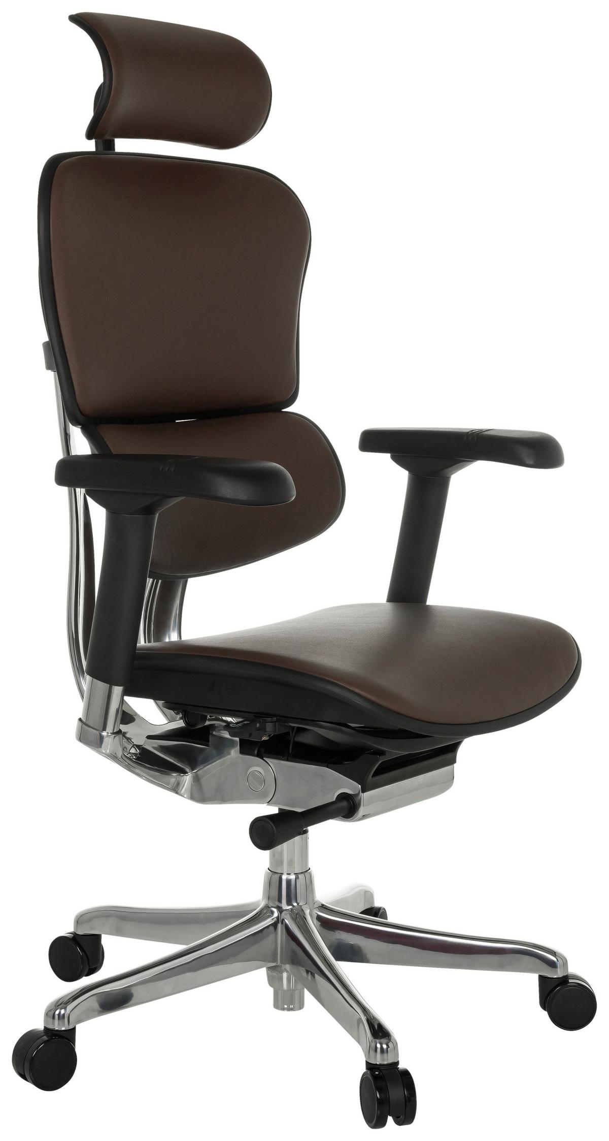 Drehstuhl Ergohuman Gen2 Dunkelbraun B: 78 Cm - Dunkelbraun/Silberfarben, MODERN, Leder/Kunststoff (78/117 - 136/64cm) - MID.YOU