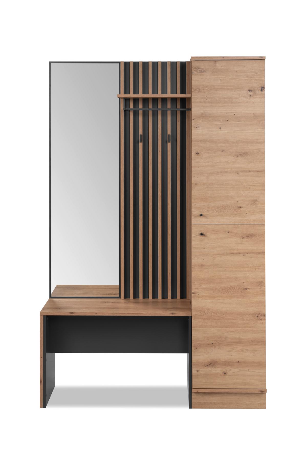 Garderobe Medan Eiche Artisan B: 122 cm - Anthrazit/Eiche Artisan, MODERN, Holzwerkstoff (122/190/37cm) - MID.YOU