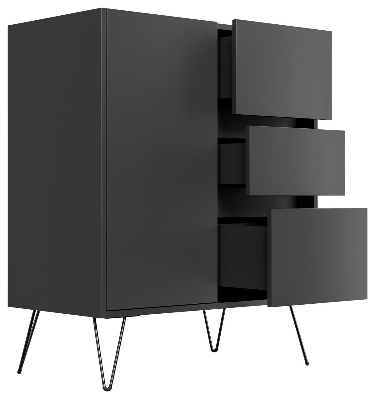 Sideboard Posseik Industrial Graphitfarben B: 76 cm - Schwarz/Graphitfarben, Design, Holzwerkstoff (76/93,6/42cm) - P & B