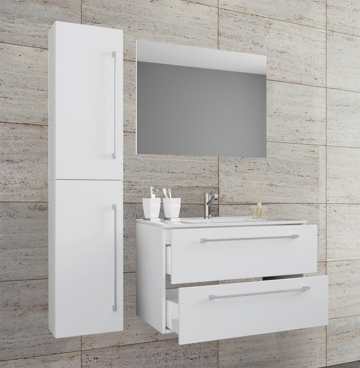 Badezimmer Badinos - Weiß, MODERN, Keramik/Holzwerkstoff (93cm) - MID.YOU
