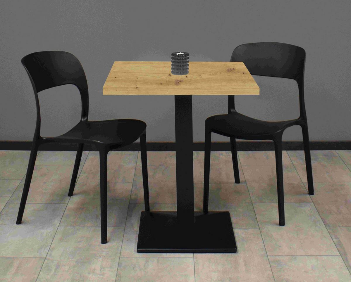 Bistro stôl JEFF 70x70 cm - čierna/farba duba, Modern, kov/kompozitné drevo (70/75/70cm) - Modern Living