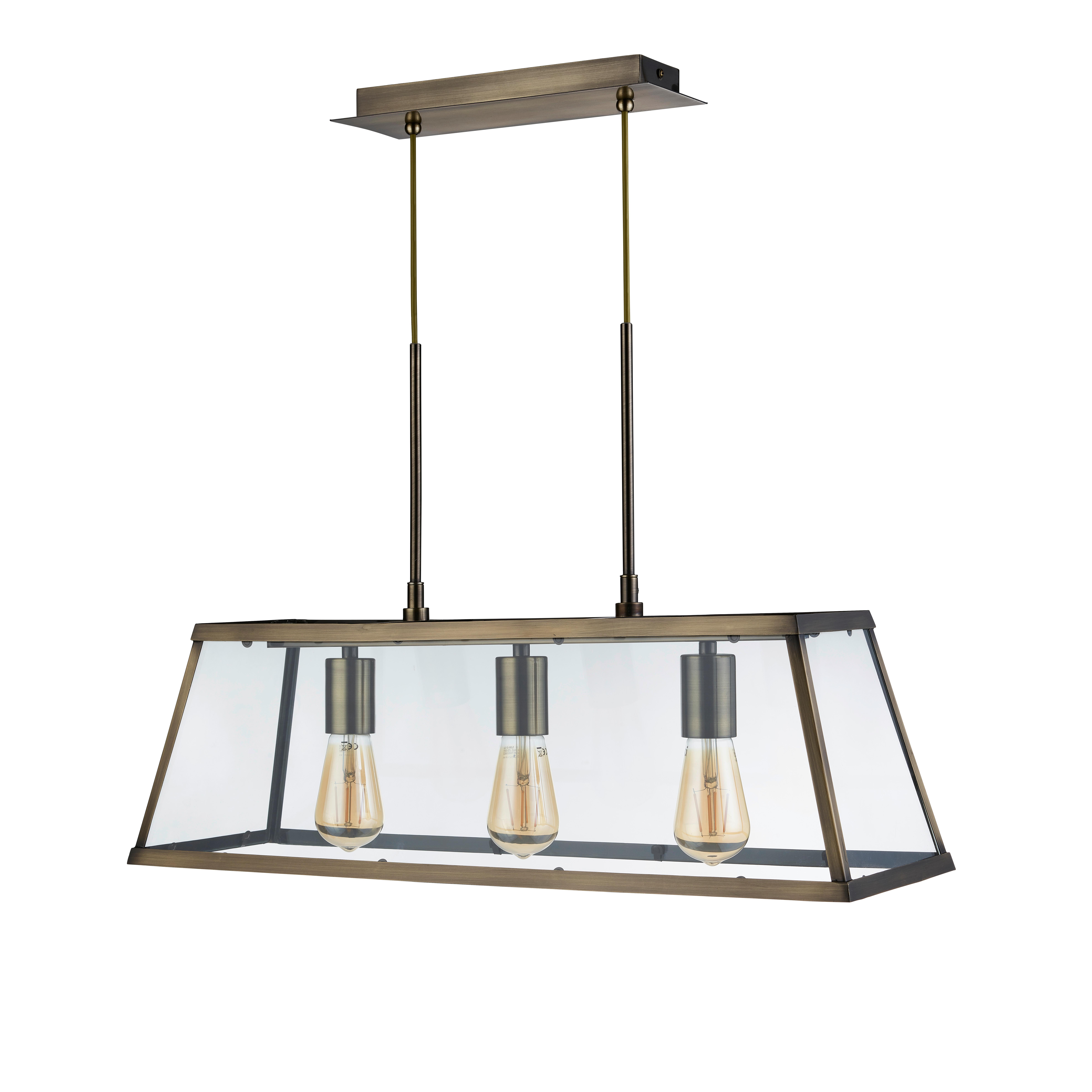 Hängeleuchte Voyager 4613-3ab - Messingfarben, Design, Glas/Metall (65/100/20cm)