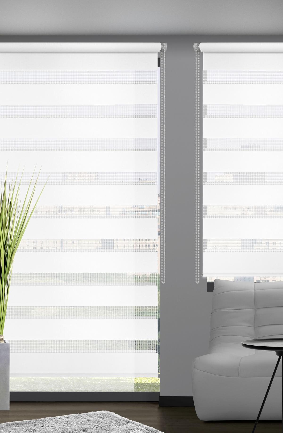 Doppelrollo Just Weiß B: 140 cm - Transparent/Weiß, Basics, Textil (140/160cm)