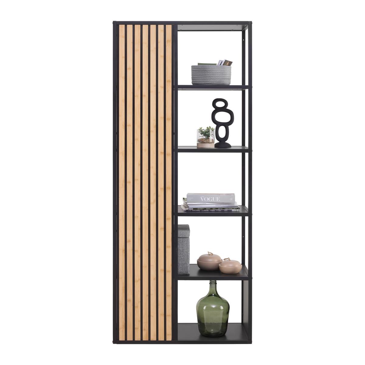 REGÁL PANELO -EXKLUSIV- - černá/přírodní barvy, Moderní, kov/kompozitní dřevo (75/175/34cm) - Mömax