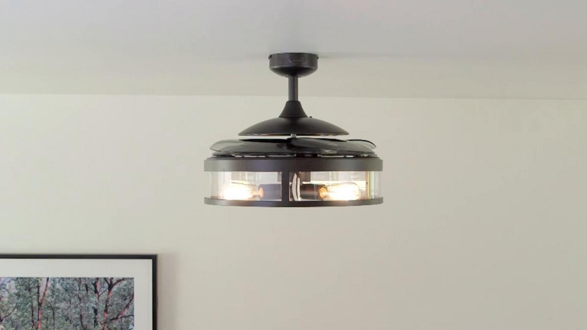 Deckenventilator Fanaway Chrom 4 Flügel, Led-Leuchte - Chromfarben/Transparent, Basics, Kunststoff/Metall (122/41cm) - P & B