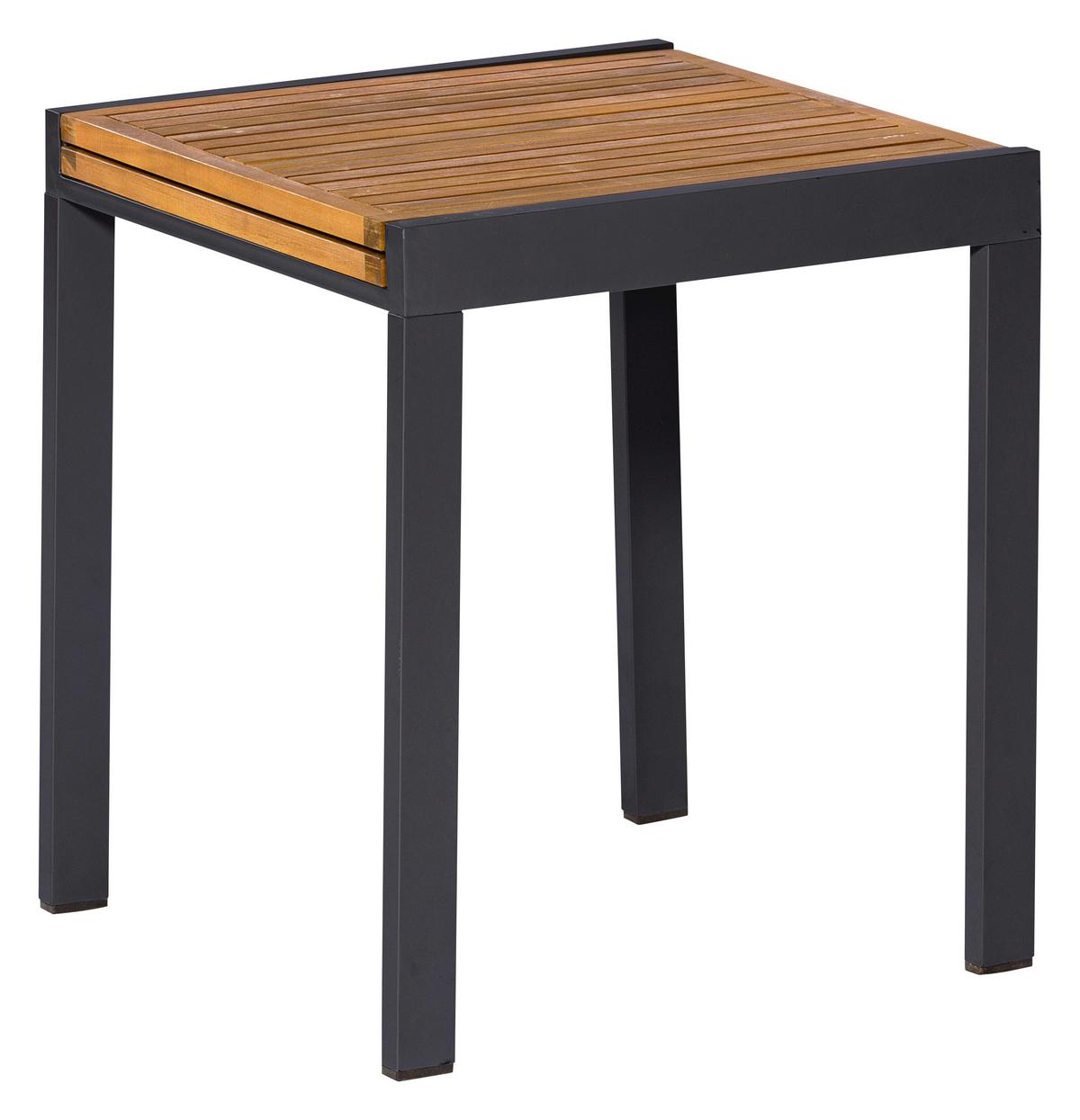 Balkontisch Balkonausziehtisch - Graphitfarben/Naturfarben, MODERN, Holz/Metall (65-130/75/65cm) - Gardenson