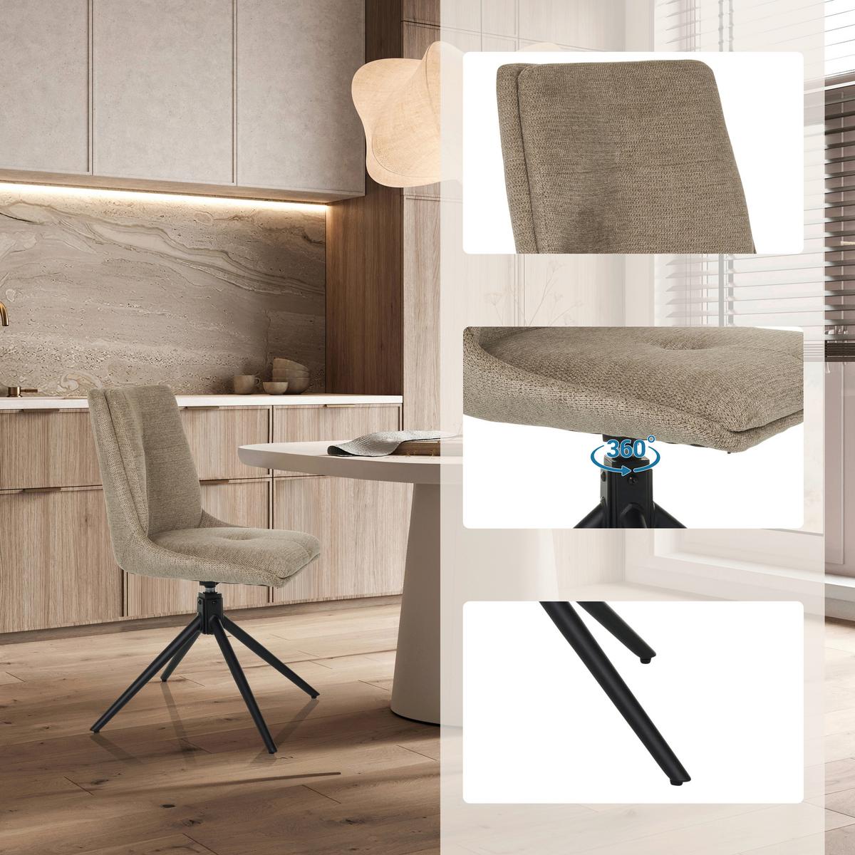 Drehstuhl Tarviso I Beige B: 53 cm - Beige/Schwarz, MODERN, Textil/Metall (53/89/58cm) - MID.YOU