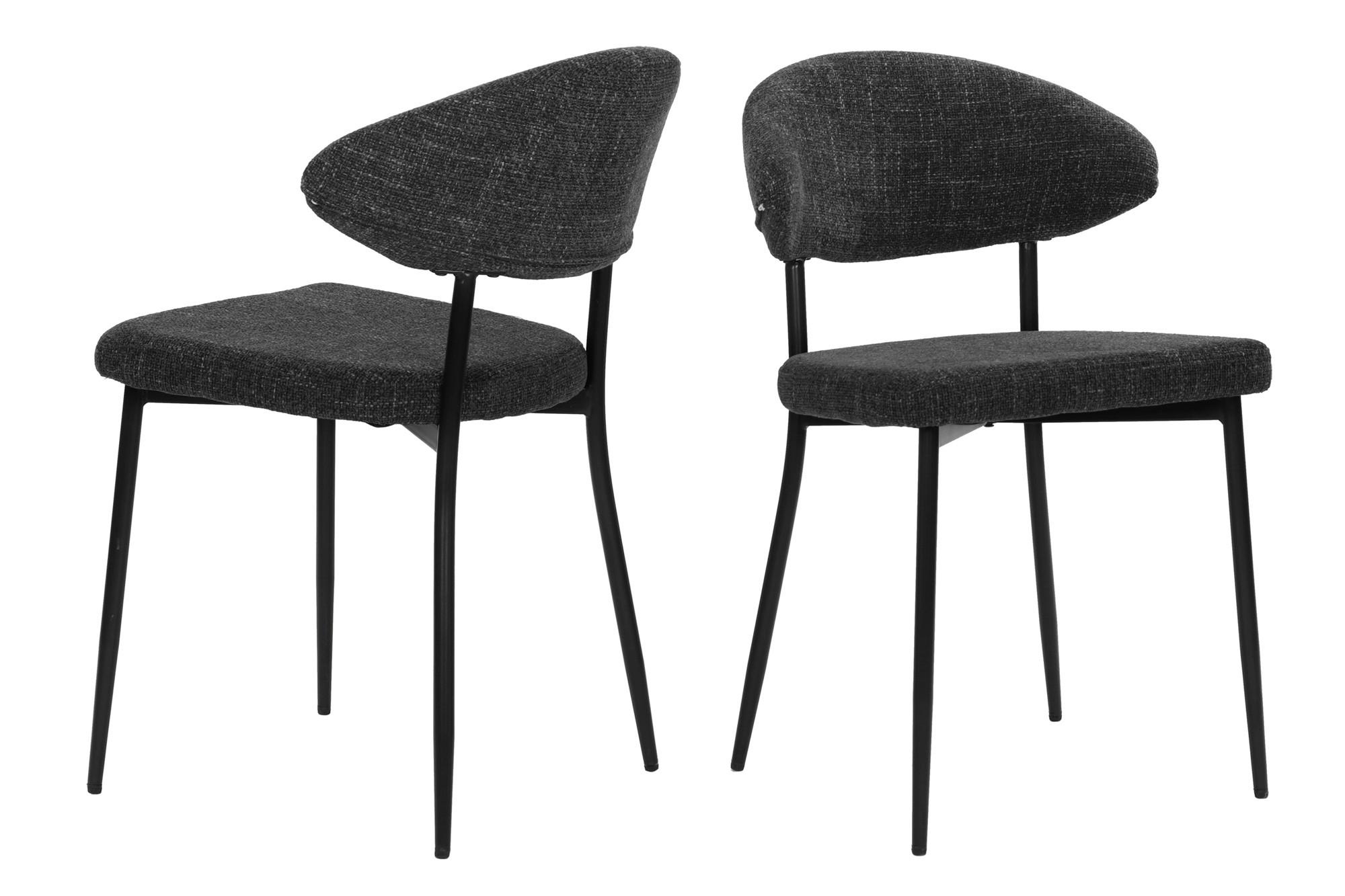 STUHL-SET Schwarz/Dunkelgrau 2-teilig - Dunkelgrau/Schwarz, MODERN, Textil/Metall (56/82/53cm) - MID.YOU