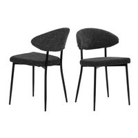 STUHL-SET Schwarz/Dunkelgrau 2-teilig - Dunkelgrau/Schwarz, MODERN, Textil/Metall (56/82/53cm) - MID.YOU