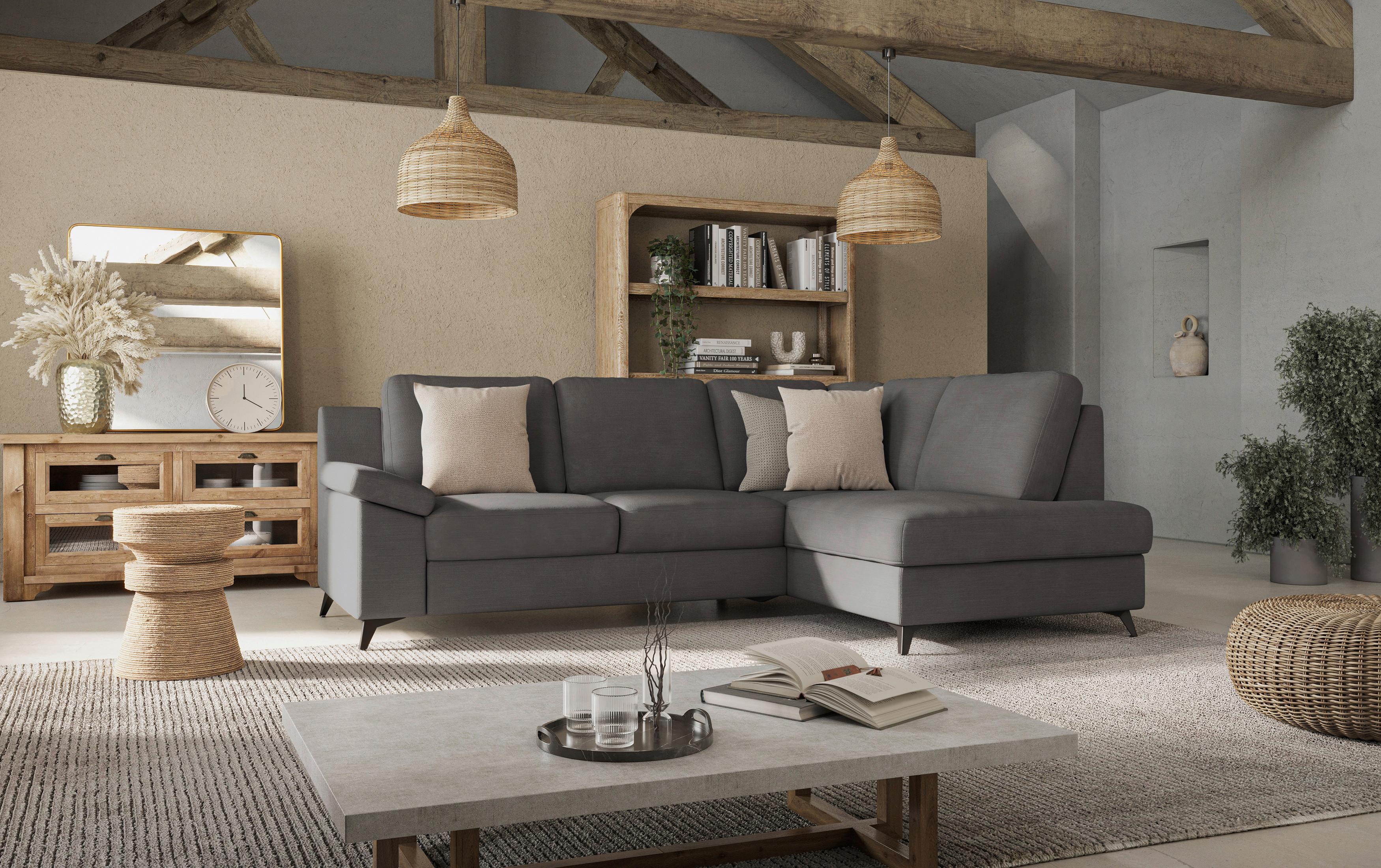 Ecksofa Boom, Dunkelgrau S: 242x170 Cm - Dunkelgrau/Schwarz, KONVENTIONELL, Textil (242/170cm) - Cotta
