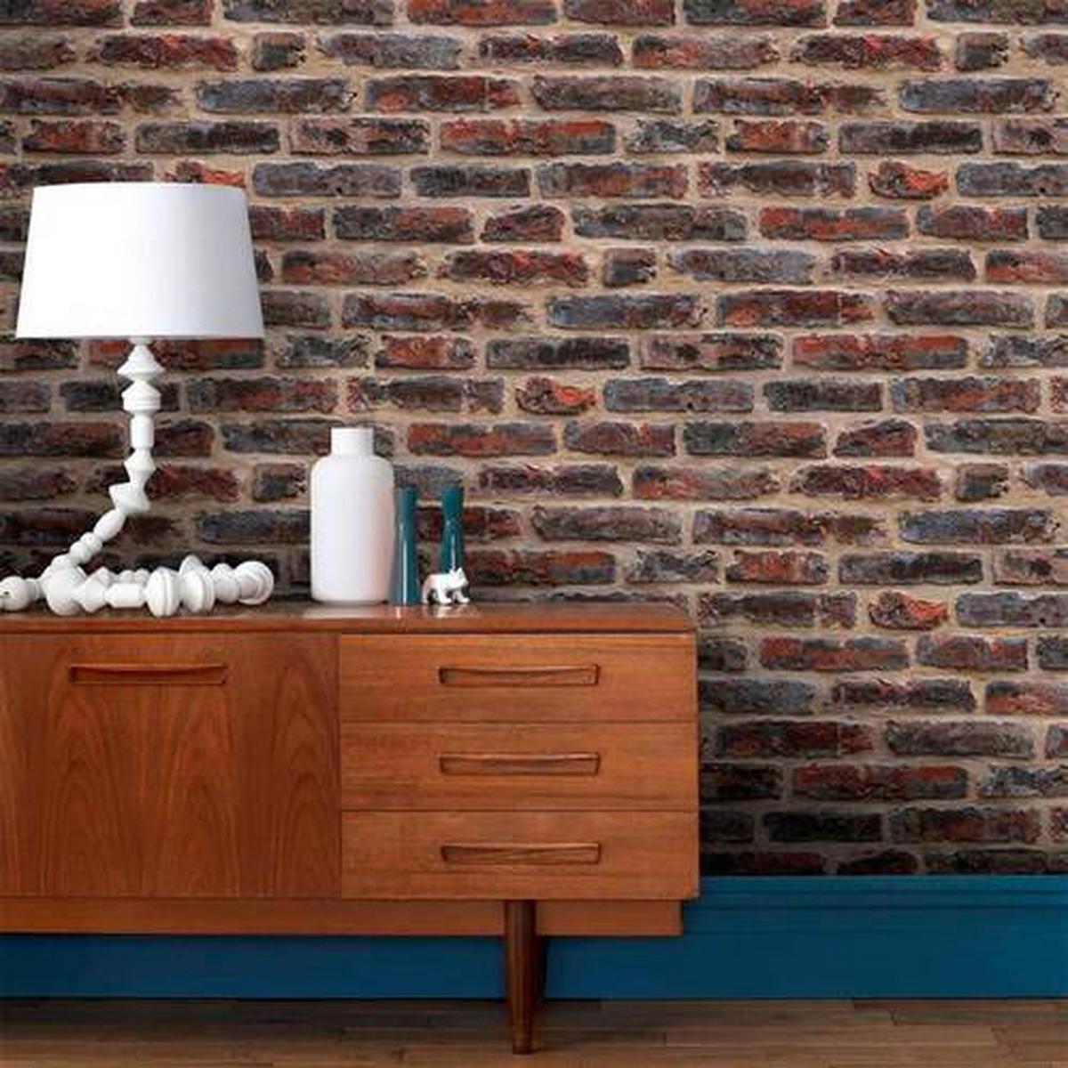 Vliestapete Backstein, Rot - Rot, Basics, Papier/Kunststoff (52/1000cm)