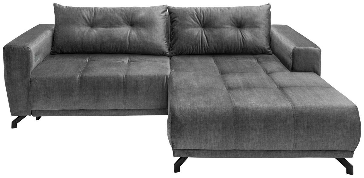 Ecksofa Restato Dunkelgrau S: 246x177 cm - Dunkelgrau/Schwarz, MODERN, Textil (246/177cm) - MID.YOU