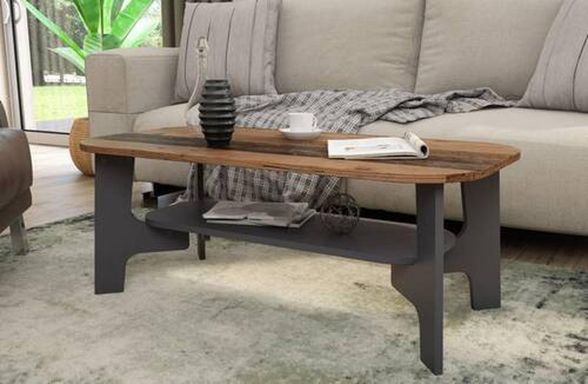 Couchtisch Jonny Graphitfarben/Alteiche Dekor - Alteiche/Graphitfarben, KONVENTIONELL, Holzwerkstoff (110/55/42,5cm) - MID.YOU