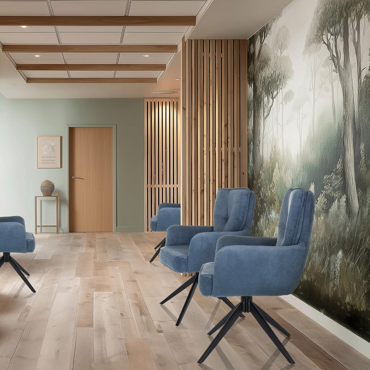 Armlehnstuhl Tarugo Blau B: 58 Cm - Blau/Schwarz, MODERN, Textil/Metall (58/94/60cm) - MID.YOU