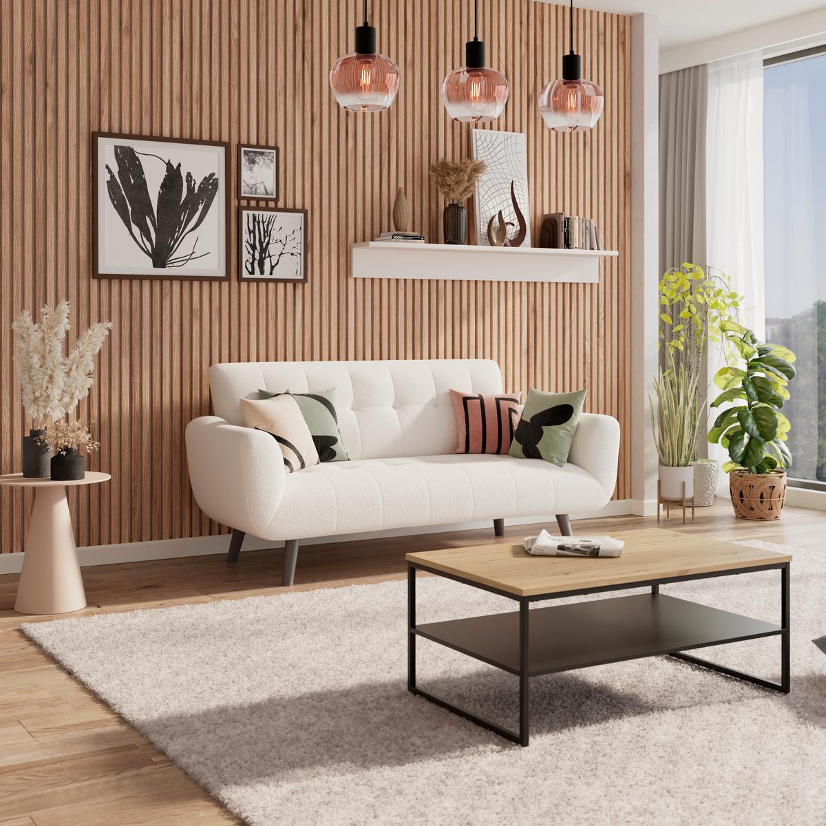 2-Sitzer-Sofa Stockholm Weiß, B: 183 cm - Schwarz/Weiß, MODERN, Holz/Textil (183/82/82cm)