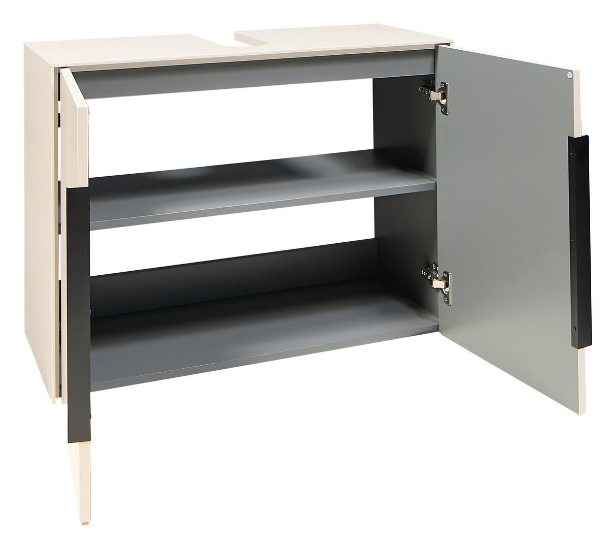 Waschbeckenunterschrank Vaduz Kaschmir, B: 80cm - Kaschmir/Schwarz, Trend, Holzwerkstoff (80/60/33cm)