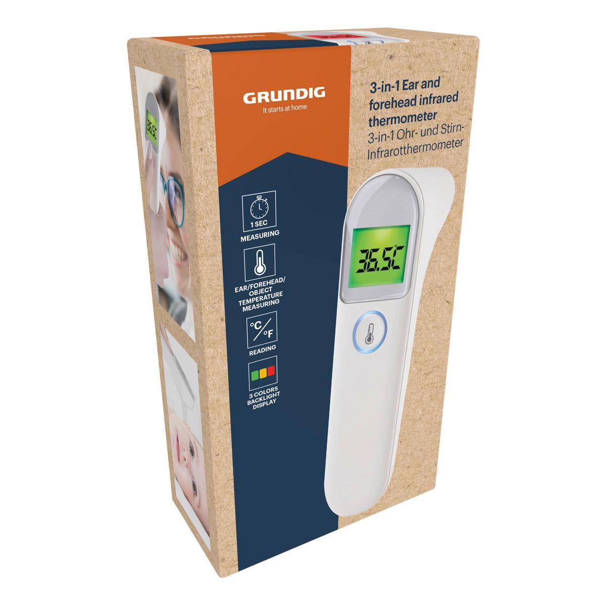 FIEBERTHERMOMETER 32-43 C Messwert - Weiß/Grau, Basics, Kunststoff/Metall (3,7/13,8/5,4cm) - Grund